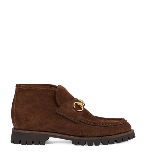 gucci horsbit ankle lug boots loafers brown|net a porter gucci boots.